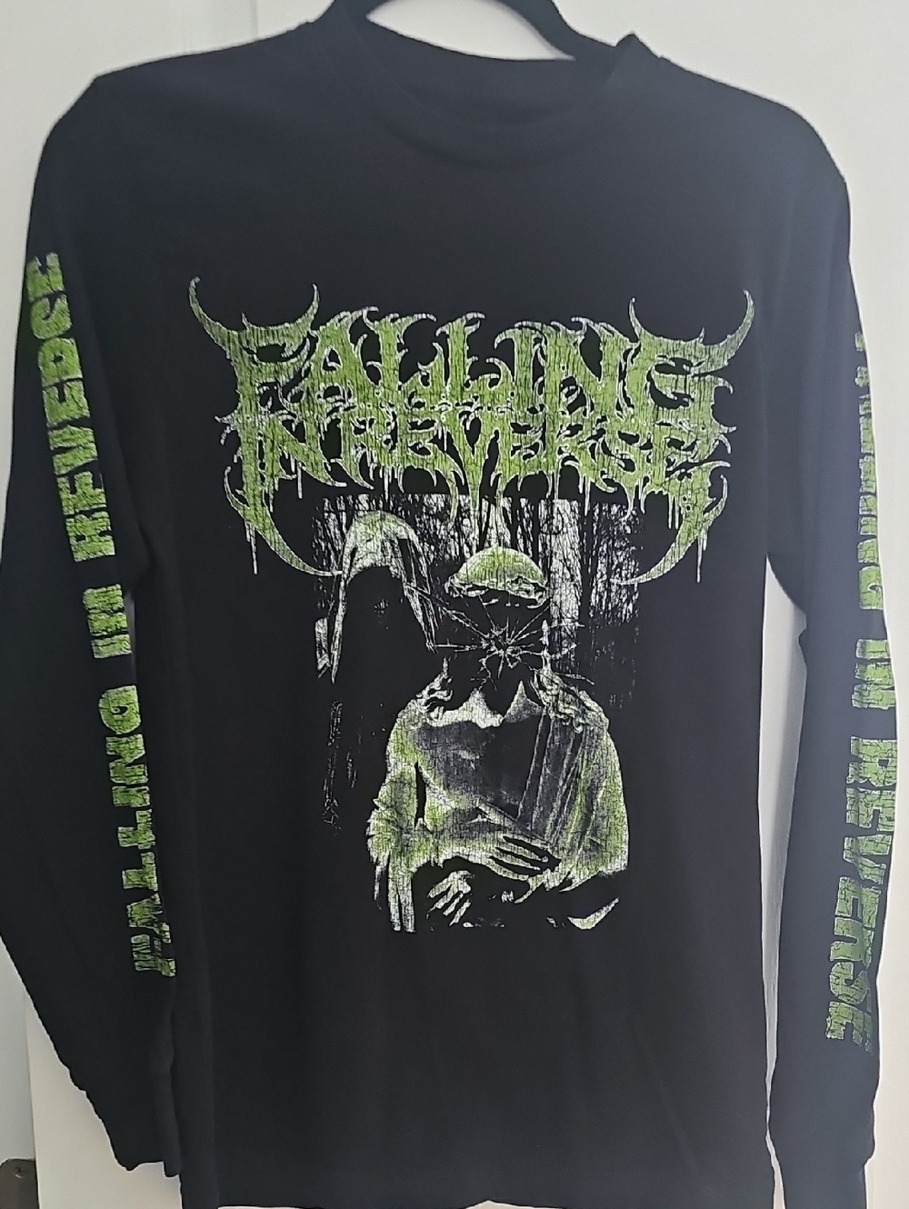 Falling In Reverse Black Long Sleeve Band Tee with Neon Green Graphic